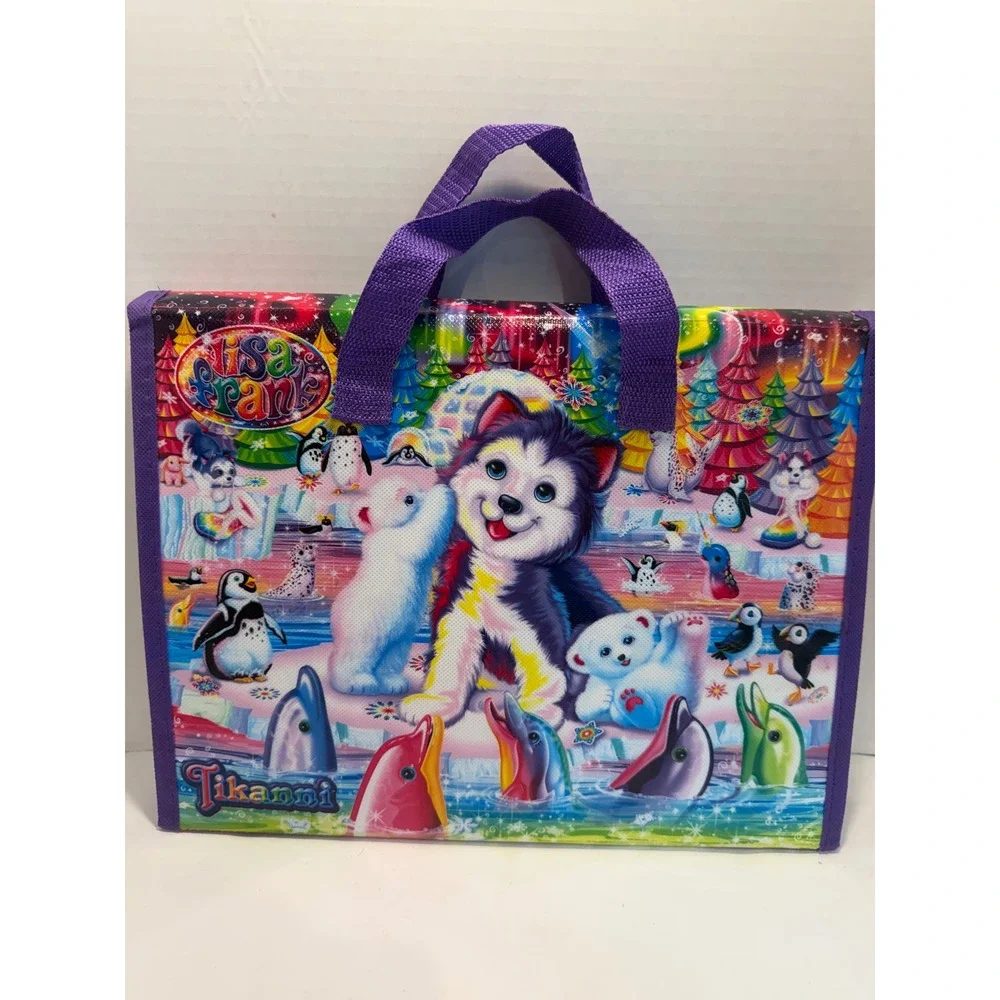 Lisa Frank Tikaani Husky Trifold Portfolio Organizer Bag Rainbow Polka Dot SK045